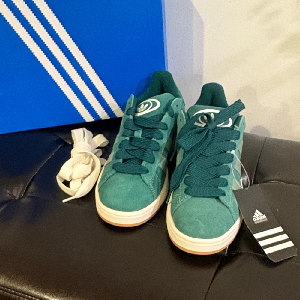 Adidas Campus Green and White Sneakers